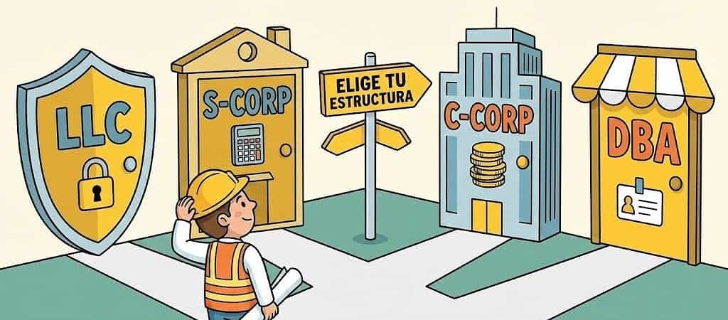 Elegir la Estructura Empresarial Correcta: LLC, S-Corp, C-Corp y DBA Explicados